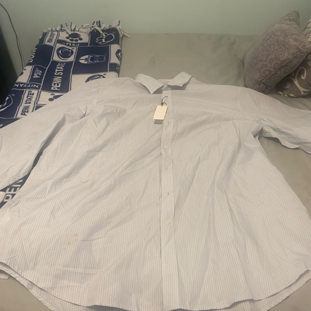 Perry Ellis Light Blue Pinstripe Dress Shirt